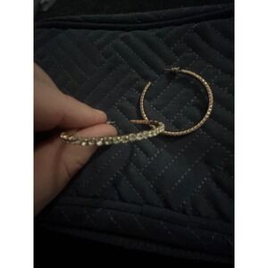Gold Hoop Earrings Textured Round Statement Fashion Jewelry‎